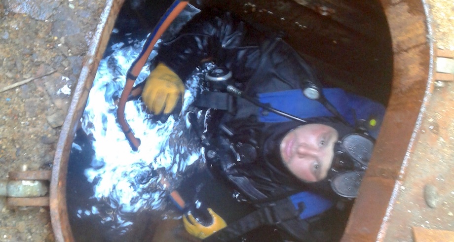 Diver in a container